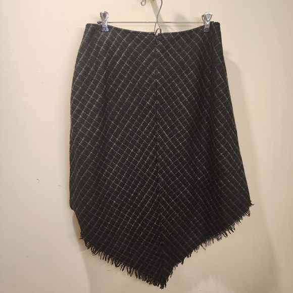 RAFAELLA Black and Gray wool blended asymetrical midi Skirt size 12 - Picture 5 of 8